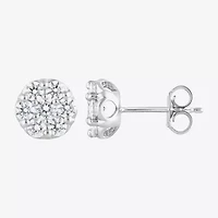 Diamond Blossom (F, Si2) 1 CT. T.W. Lab Grown White Diamond Sterling Silver 8mm Round Stud Earrings
