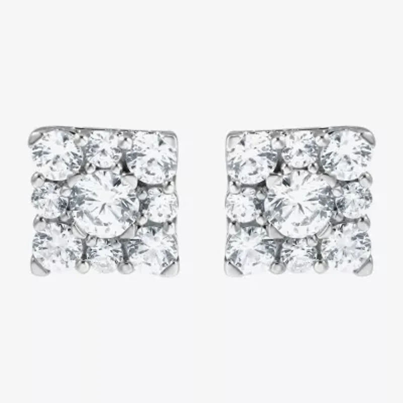 Diamond Blossom (F, Si2) 1 CT. T.W. Lab Grown White Diamond Sterling Silver 7mm Stud Earrings