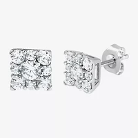 (F, Si2) 1 CT. T.W. Lab Grown White Diamond Sterling Silver 7mm Stud Earrings