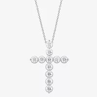 Cross (F/Si2) Womens 2 CT. T.W. Lab Grown White Diamond Sterling Silver Cross 18 Inch Pendant Necklace