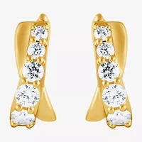 (F/Si2) Womens 1 CT. T.W. Lab Grown White Diamond 14K Gold Over Silver 14.3mm Hoop Earrings