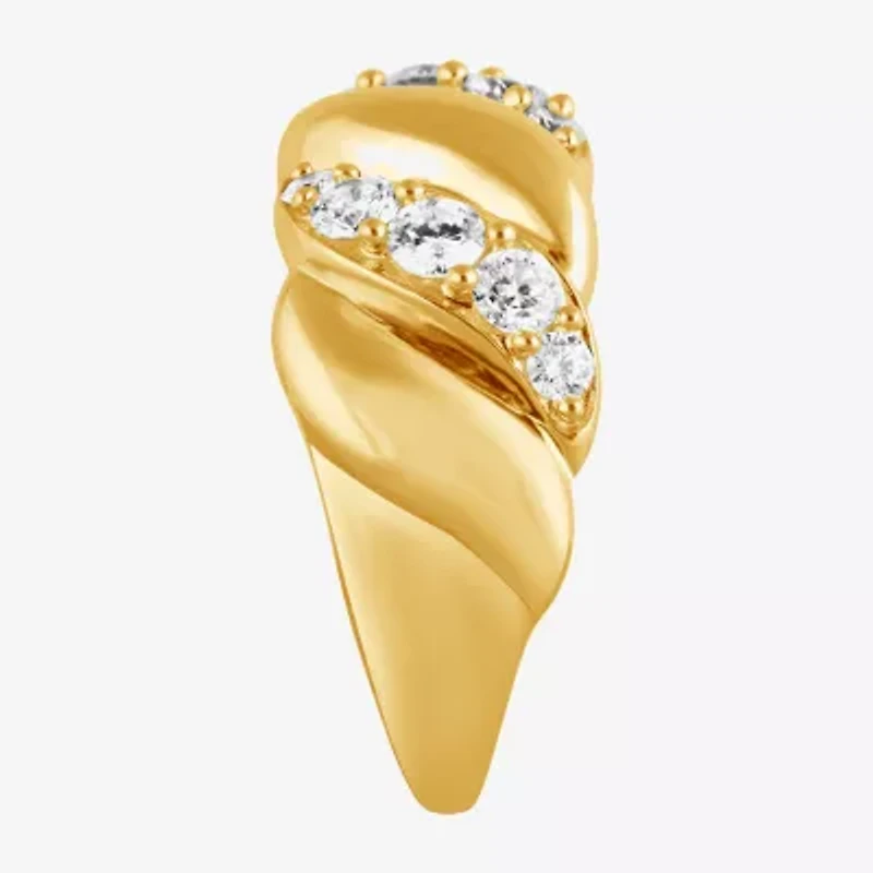 (F, Si2) Womens 1 CT. T.W. Lab Grown White Diamond 14K Gold Over Silver Cocktail Ring
