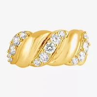 (F, Si2) Womens 1 CT. T.W. Lab Grown White Diamond 14K Gold Over Silver Cocktail Ring