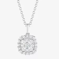 (F, Vs2) Womens 1 CT. T.W. Lab Grown White Diamond Sterling Silver Cushion 18 Inch Pendant Necklace