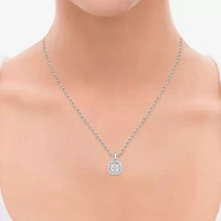 (F, Vs2) Womens 1 CT. T.W. Lab Grown White Diamond Sterling Silver Cushion 18 Inch Pendant Necklace