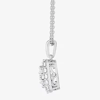 (F, Vs2) Womens 1 CT. T.W. Lab Grown White Diamond Sterling Silver Cushion 18 Inch Pendant Necklace