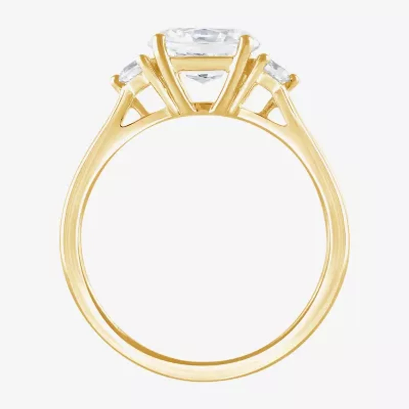 (F/Si2) Womens 1 1/7 CT. T.W. Lab Grown White Diamond 14K Gold Over Silver 3-Stone Cocktail Ring