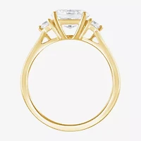 (F/Si2) Womens 1 1/7 CT. T.W. Lab Grown White Diamond 14K Gold Over Silver 3-Stone Cocktail Ring
