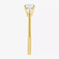 (F/Si2) Womens 1 1/7 CT. T.W. Lab Grown White Diamond 14K Gold Over Silver 3-Stone Cocktail Ring