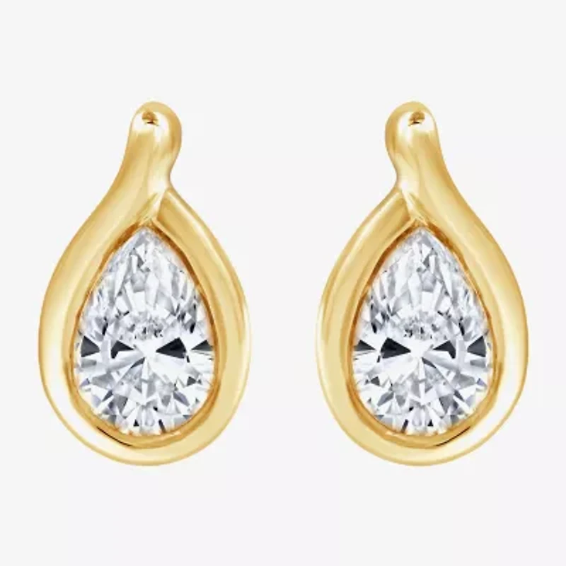 (G, Si1-Si2) 2 CT. T.W. Lab Grown White Diamond 14K Gold Over Silver 14.5mm Pear Stud Earrings