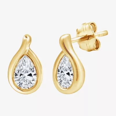 (G, Si1-Si2) 2 CT. T.W. Lab Grown White Diamond 14K Gold Over Silver 14.5mm Pear Stud Earrings