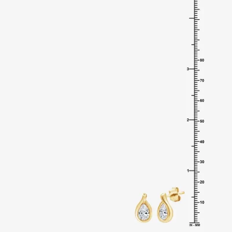(G, Si1-Si2) 2 CT. T.W. Lab Grown White Diamond 14K Gold Over Silver 14.5mm Pear Stud Earrings