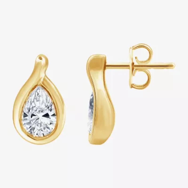 (G, Si1-Si2) 2 CT. T.W. Lab Grown White Diamond 14K Gold Over Silver 14.5mm Pear Stud Earrings