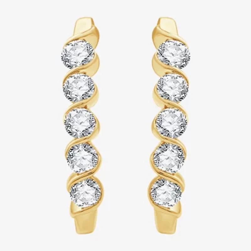 (G, Si1-Si2) Womens 1 1/2 CT. T.W. Lab Grown White Diamond 14K Gold Over Silver 24mm Hoop Earrings