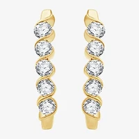 (G, Si1-Si2) Womens 1 1/2 CT. T.W. Lab Grown White Diamond 14K Gold Over Silver 24mm Hoop Earrings