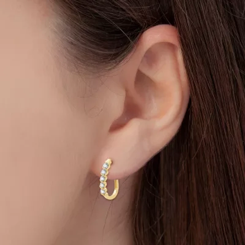 (G, Si1-Si2) Womens 1 1/2 CT. T.W. Lab Grown White Diamond 14K Gold Over Silver 24mm Hoop Earrings