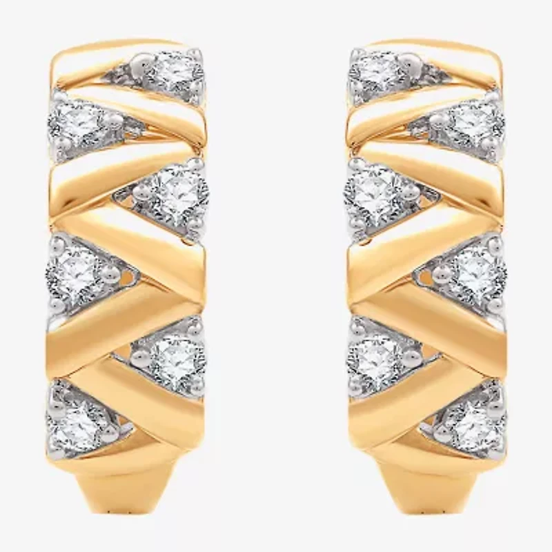 (G, Si1-Si2) Womens 1/2 CT. T.W. Lab Grown White Diamond 14K Gold Over Silver 17.6mm Circle Hoop Earrings