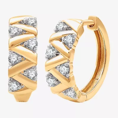 (G, Si1-Si2) Womens 1/2 CT. T.W. Lab Grown White Diamond 14K Gold Over Silver 17.6mm Circle Hoop Earrings