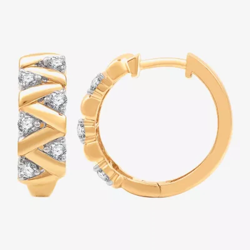 (G, Si1-Si2) Womens 1/2 CT. T.W. Lab Grown White Diamond 14K Gold Over Silver 17.6mm Circle Hoop Earrings