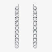 G/ Si1-Si2 Womens 1/2 CT. T.W. Lab Grown White Diamond Sterling Silver 21.6mm Round Hoop Earrings
