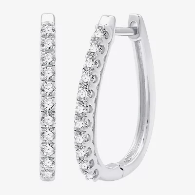 G/ Si1-Si2 Womens 1/2 CT. T.W. Lab Grown White Diamond Sterling Silver 21.6mm Round Hoop Earrings