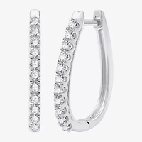 G/ Si1-Si2 Womens 1/2 CT. T.W. Lab Grown White Diamond Sterling Silver 21.6mm Round Hoop Earrings