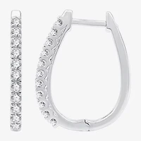 G/ Si1-Si2 Womens 1/2 CT. T.W. Lab Grown White Diamond Sterling Silver 21.6mm Round Hoop Earrings