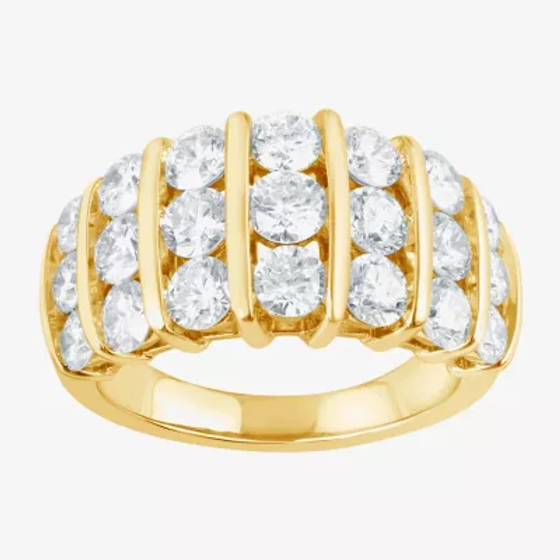 (F, Si2) Womens 3 3/8 Ct. T.W. Lab Grown White Diamond 14K Gold Over Silver Band