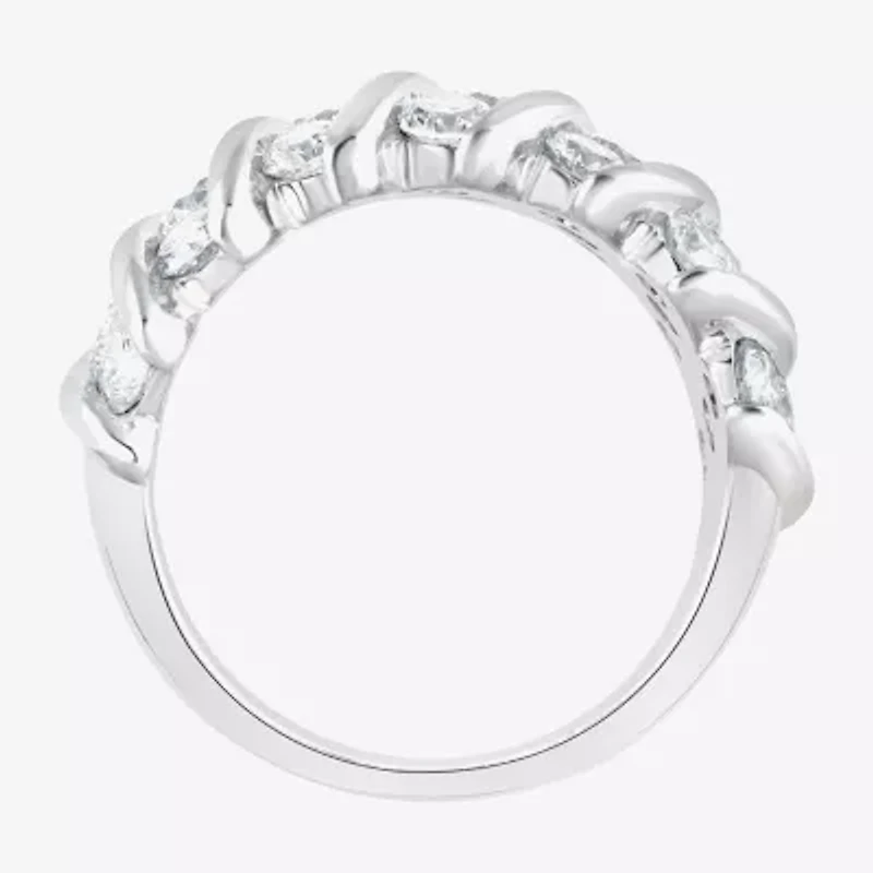 (F, Si2) Womens 3 1/10 Ct. T.W. Lab Grown White Diamond Sterling Silver Band