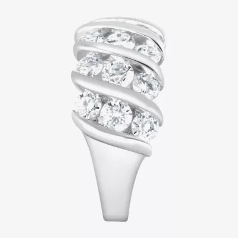 (F, Si2) Womens 3 1/10 Ct. T.W. Lab Grown White Diamond Sterling Silver Band