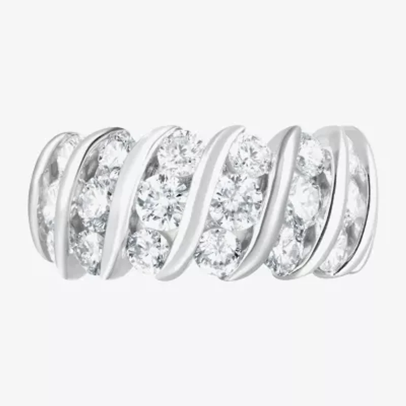 (F, Si2) Womens 3 1/10 Ct. T.W. Lab Grown White Diamond Sterling Silver Band