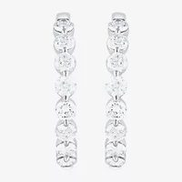 (F/Vs2) Womens 3 CT. T.W. Lab Grown White Diamond Sterling Silver 22.8mm Hoop Earrings
