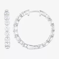 (F/Vs2) Womens 3 CT. T.W. Lab Grown White Diamond Sterling Silver 22.8mm Hoop Earrings