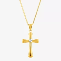 Cross (F/Vs2) Womens 1/10 CT. T.W. Lab Grown White Diamond 14K Gold Over Silver Cross 18 Inch Pendant Necklace