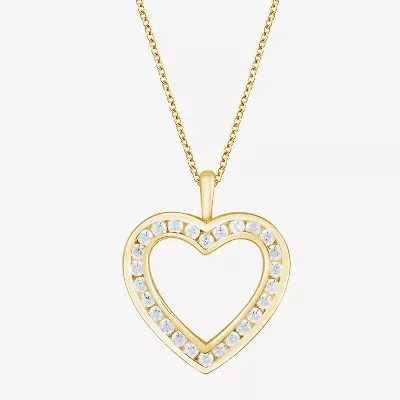 (F, Vs2) Womens 1/2 CT. T.W. Lab Grown White Diamond 14K Gold Over Silver 18 Inch Pendant Necklace