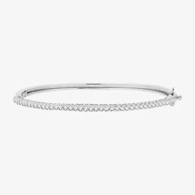 (G, Si1-Si2) Womens 1 CT. T.W. Lab Grown White Diamond Sterling Silver Round Bangle Bracelet