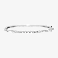 (G, Si1-Si2) Womens 1 CT. T.W. Lab Grown White Diamond Sterling Silver Round Bangle Bracelet