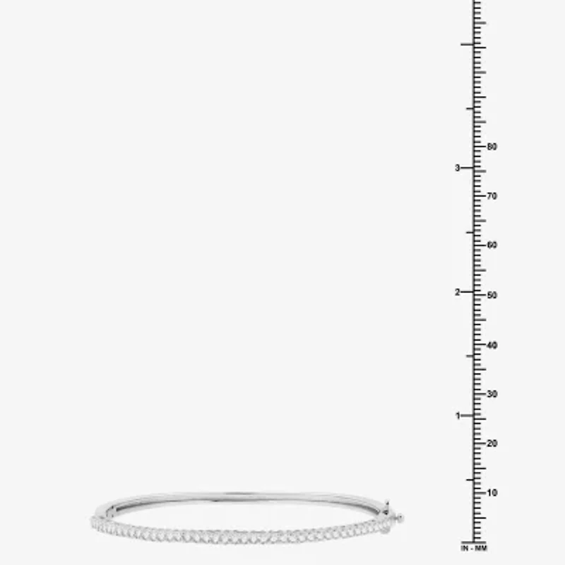 (G, Si1-Si2) Womens 1 CT. T.W. Lab Grown White Diamond Sterling Silver Round Bangle Bracelet