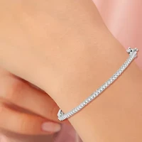 (G, Si1-Si2) Womens 1 CT. T.W. Lab Grown White Diamond Sterling Silver Round Bangle Bracelet
