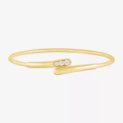 (F, Vs2) Womens 1/4 CT. T.W. Lab Grown White Diamond 14K Gold Over Silver Bangle Bracelet