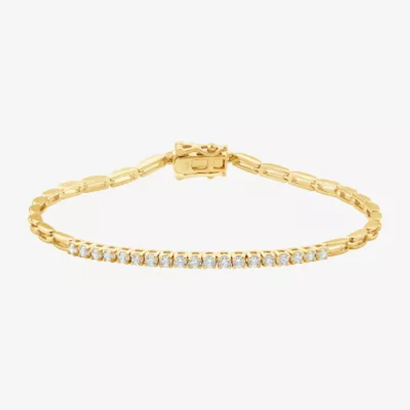 (F, Vs2) Womens 1/2 CT. T.W. Lab Grown White Diamond 14K Gold Over Silver 7 Inch Tennis Bracelet