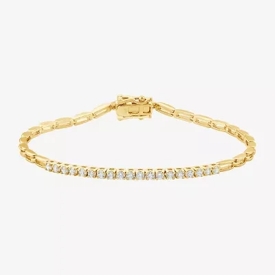 (F, Vs2) Womens 1/2 CT. T.W. Lab Grown White Diamond 14K Gold Over Silver 7 Inch Tennis Bracelet