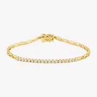 (F, Vs2) Womens 1/2 CT. T.W. Lab Grown White Diamond 14K Gold Over Silver 7 Inch Tennis Bracelet