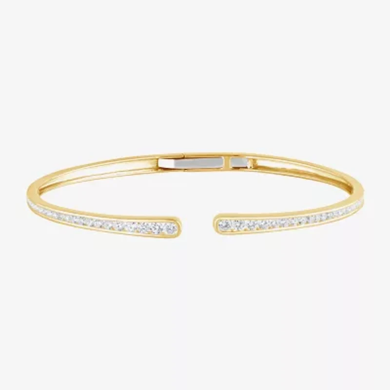 (F, Vs2) Womens 1 CT. T.W. Lab Grown White Diamond 14K Gold Over Silver Bangle Bracelet