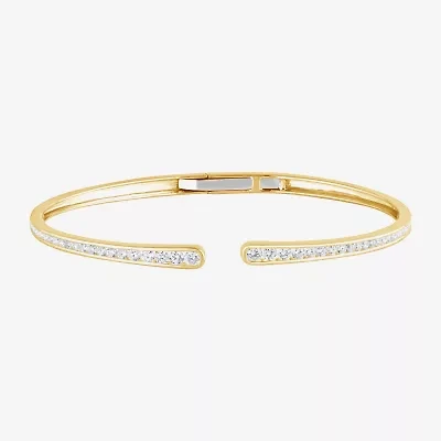 (F, Vs2) Womens 1 CT. T.W. Lab Grown White Diamond 14K Gold Over Silver Bangle Bracelet