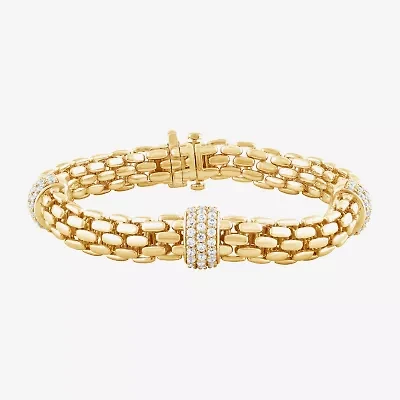 (F/Vs2) Womens 14K Gold Over Silver 8 Inch Solid Chain Bracelet