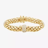 (F/Vs2) Womens 14K Gold Over Silver 8 Inch Solid Chain Bracelet