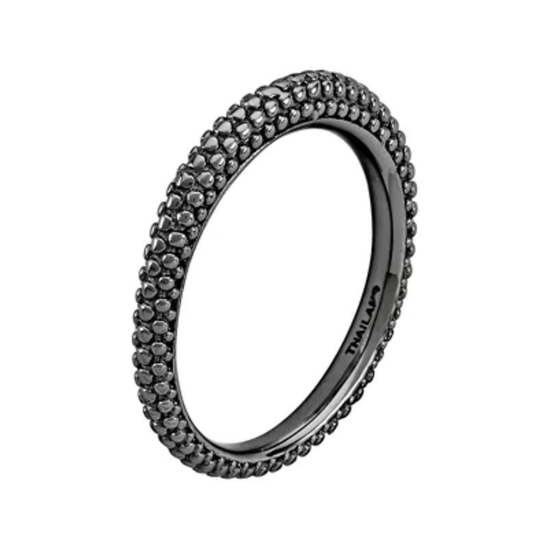 Personally Stackable Sterling Silver Beaded Dome Ring