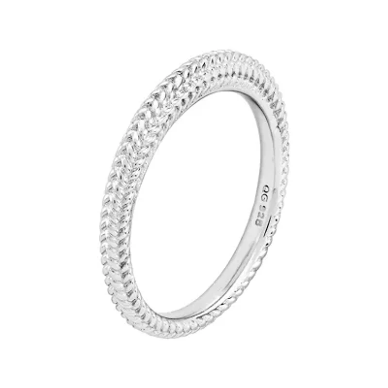 Personally Stackable Sterling Silver Beaded Dome Ring
