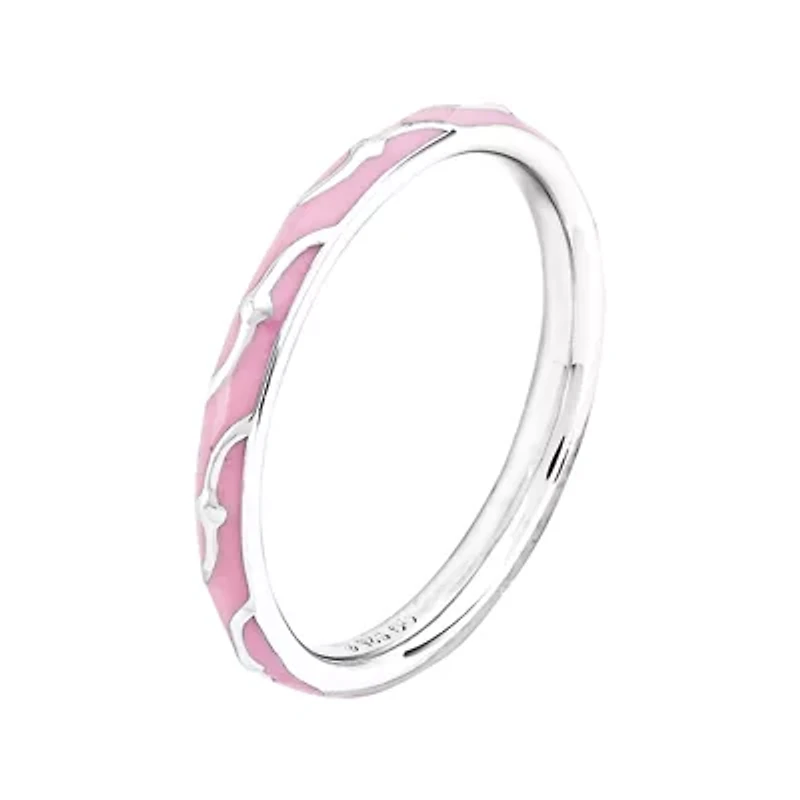 Personally Stackable Pink Enamel Stackable Swirl Ring